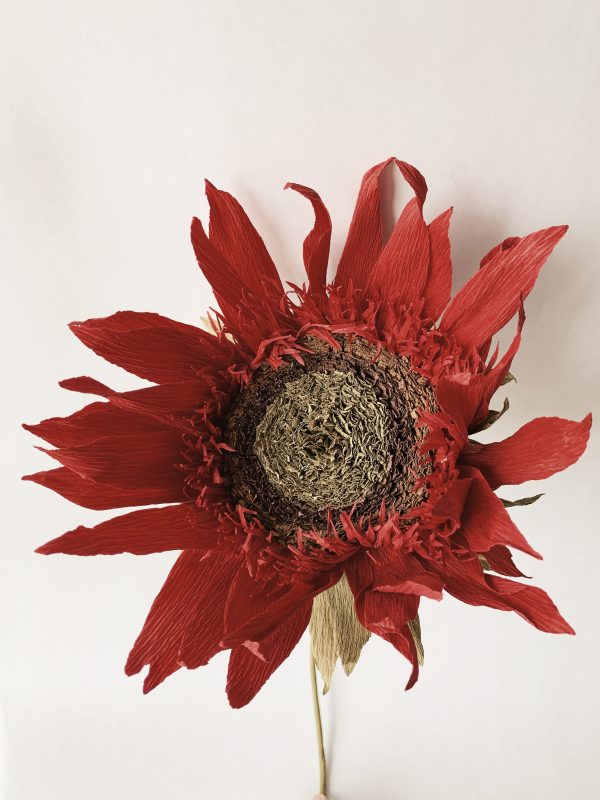 Papirblomst solsikke h 70 cm rød - Bilde 3