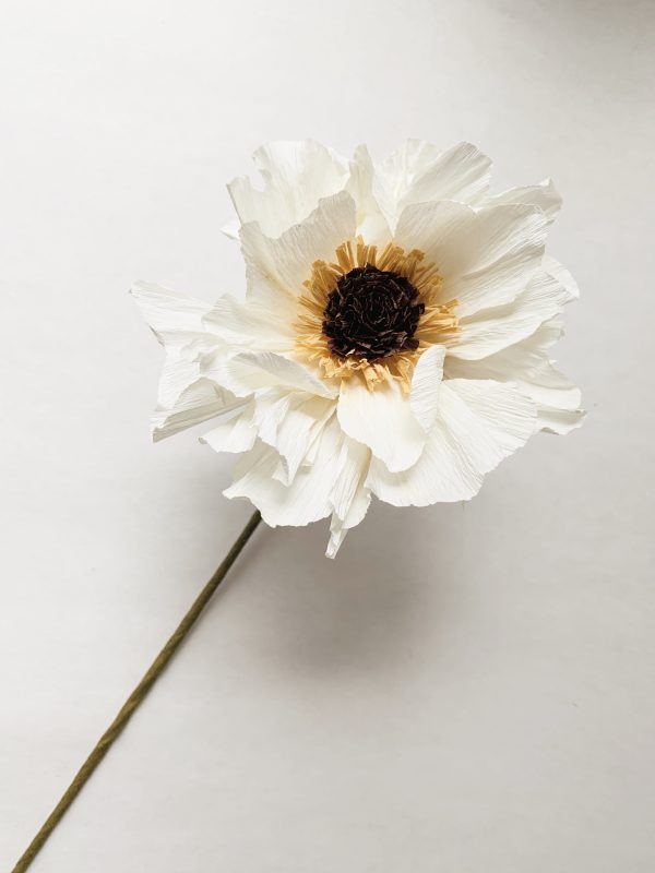 Papirblomst peon h 54 cm creme