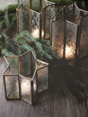 Lysglass stjerne 15x10 cm