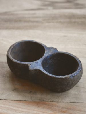 Vintage dobbel skål i stein 16-19cm x 5-7cm (varierende størrelser)