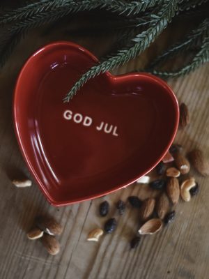 Fie hjerteskål rød 14x13x5 cm "God jul"
