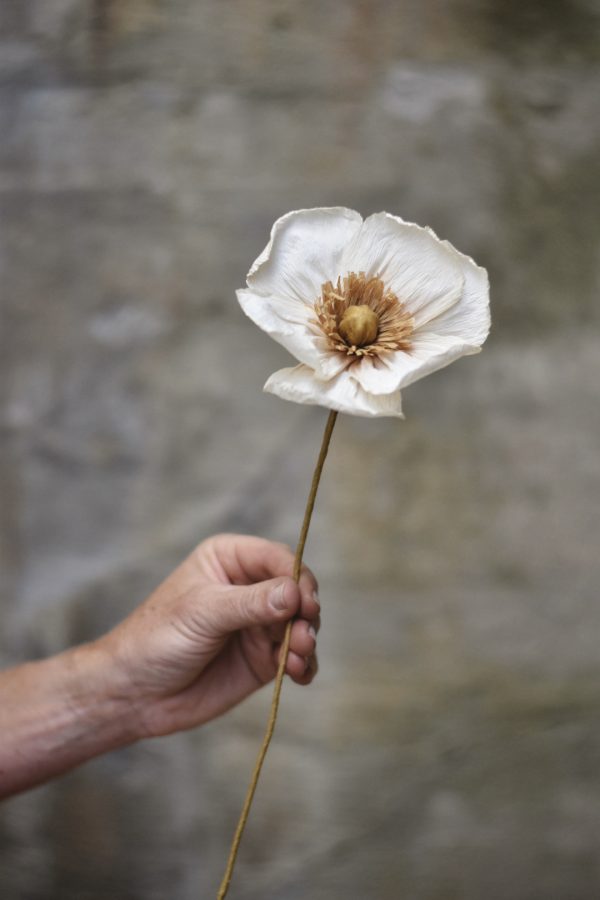 Papirblomst valmue 30 cm hvit - Bilde 2