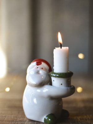 Keramikk nisse lysholder h 9 cm