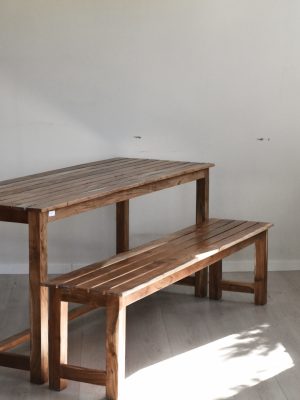 Benk i resirkulert tre 183x38x46cm (til bord TD1284)