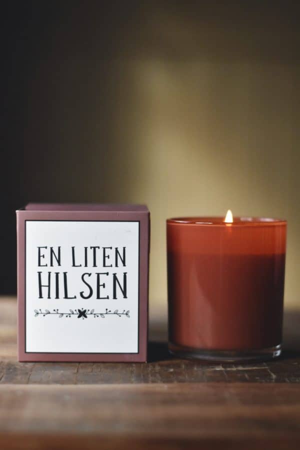 Duftlys i gaveeske 8x9cm "en liten hilsen" - Bilde 2