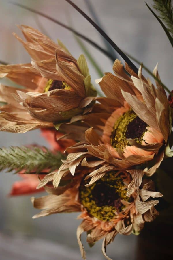 Papirblomst solsikke h 72 cm creme - Bilde 3