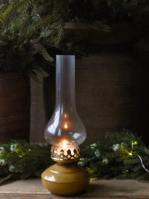 Parafinlampe t-lys h 17 cm gul