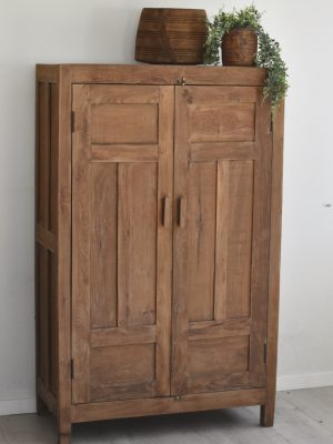 Vintage skap med tette dører brunt 90x45x150cm