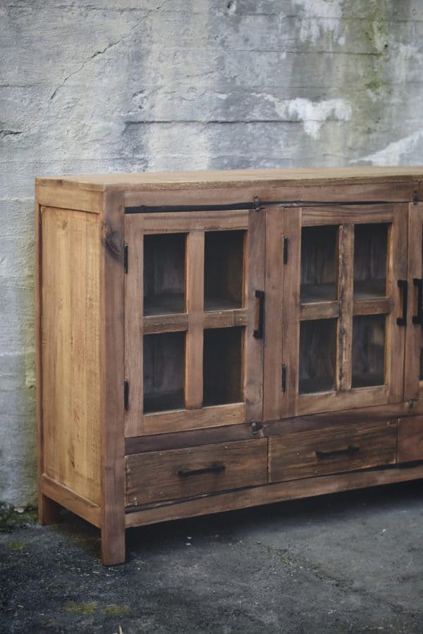 Vintage skjenk m skuffer og dører brun 130x40x90cm - Bilde 2