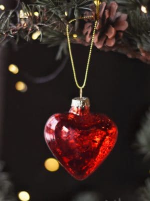 Juleheng hjerte d 6 cm rødt