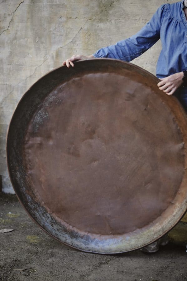 Stort fat i metall - til fuglebad/planter D:110cm - Bilde 2