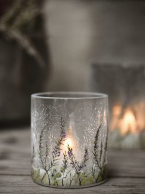 Lysglass krakelert frostet lyng 9x10 cm