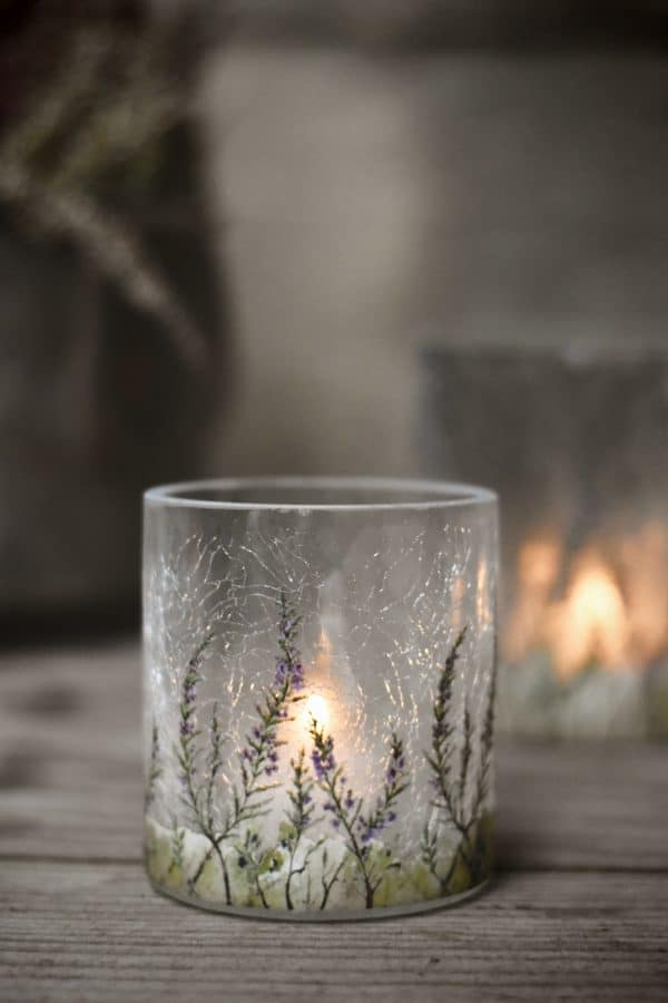 Lysglass krakelert frostet lyng 9x10 cm