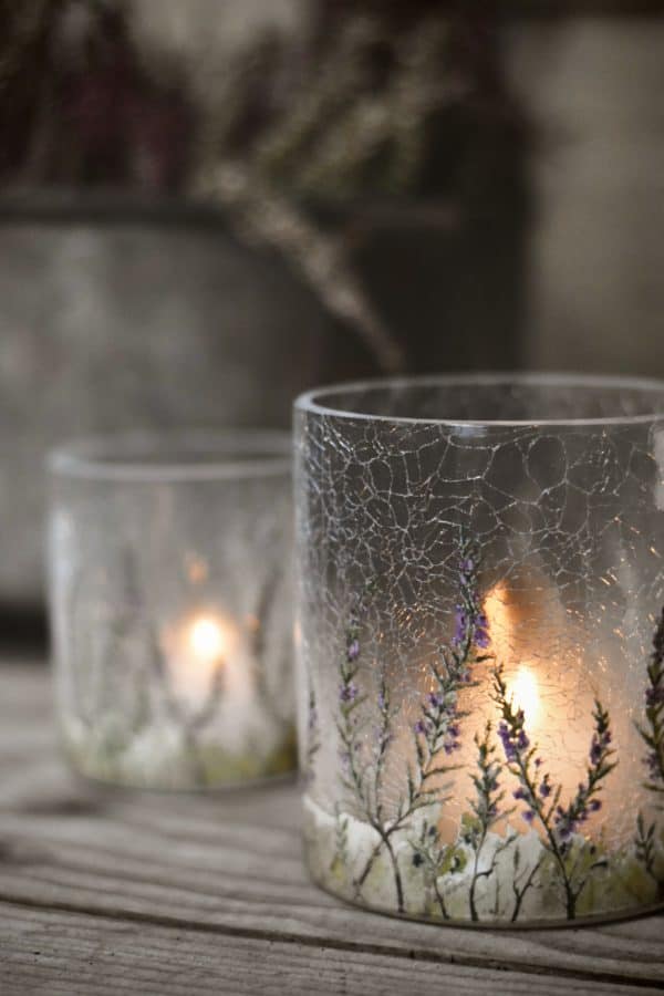 Lysglass krakelert frostet lyng 11,5x13 cm - Bilde 2