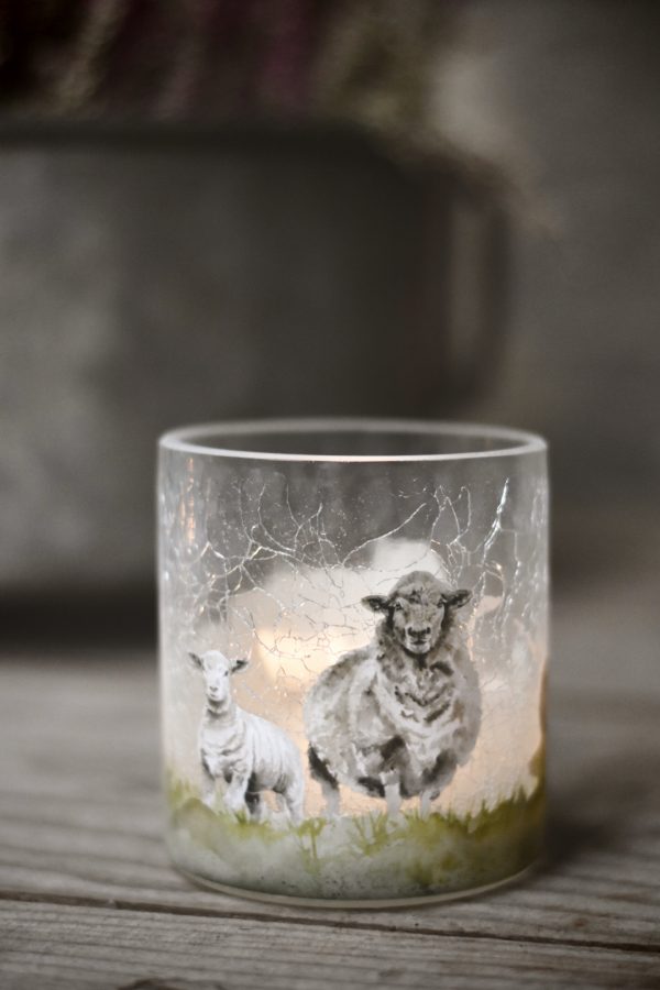 Lysglass krakelert frostet sau 9x10 cm - Bilde 2