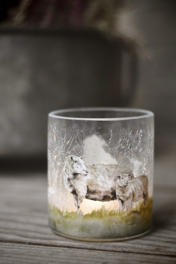 Lysglass krakelert frostet sau 9x10 cm - Bilde 3