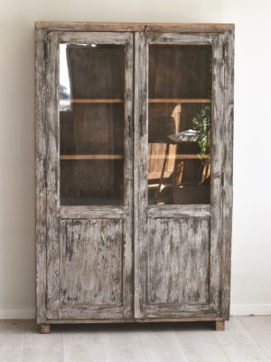 Vintage skap m glassdører 115x34x180cm