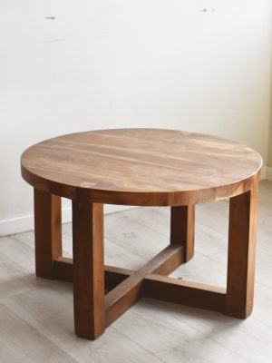 Salongbord d:80cm resirkulert tre brunt