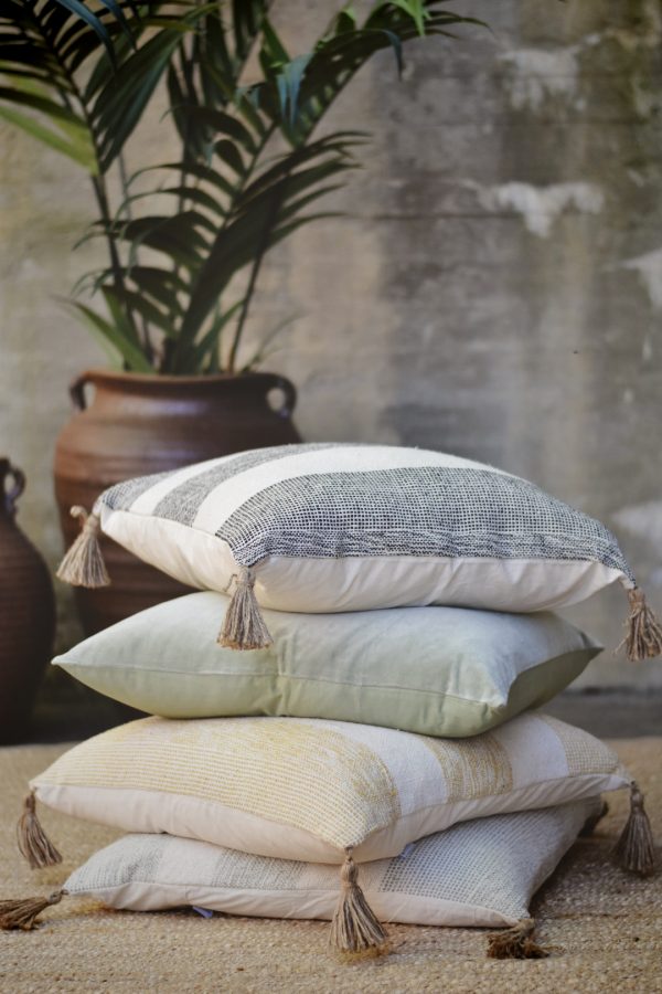 Putetrekk m striper 60x60 cm gult - Bilde 2