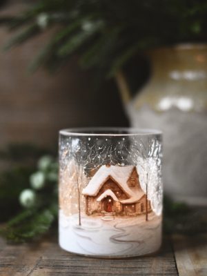 Lysglass krakelert hytte 9x10 cm