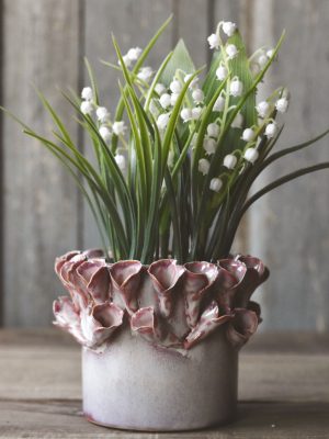 Keramikk krukke blomst 16x12 cm rosa