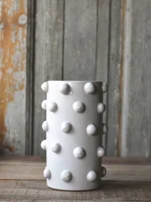 Keramikk krukke dot L 15,5x23,5 cm creme