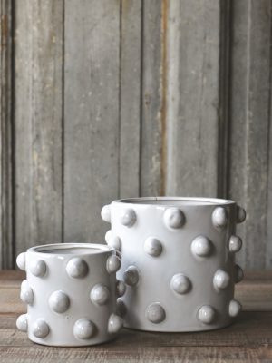 Keramikk krukke dot M 18x16,5 cm creme