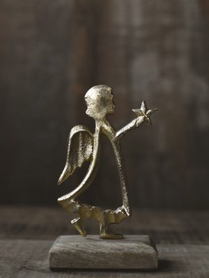 Engel gull på trefot h 10 cm