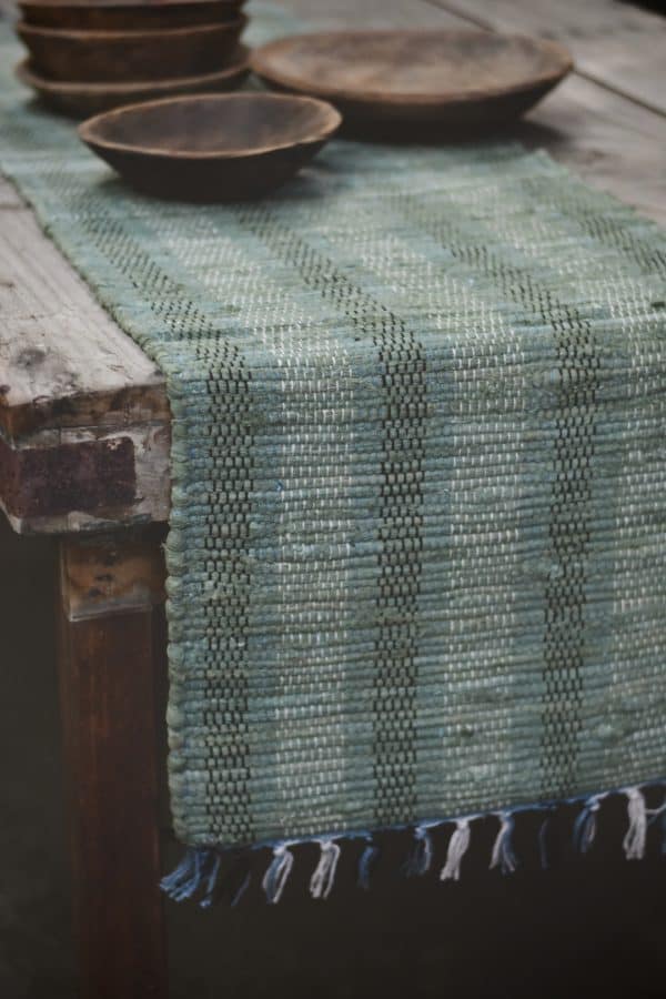 Løper bomull striper 40x140 cm sjøgrønn - Bilde 2