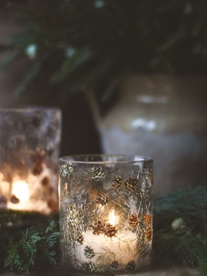 Lysglass krakelert 9x10 cm kongler