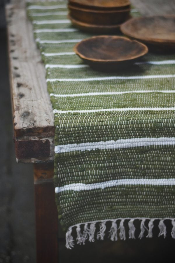 Løper bomull striper 40x140 cm grønn - Bilde 3