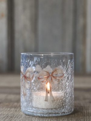 Lysglass krakelert 9x10 cm sløyfe