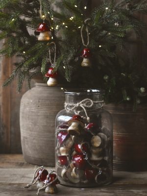 Tresopp heng rød i glass 40 stk.