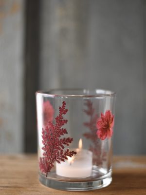 Lysglass botanikk 9x10 cm rosa