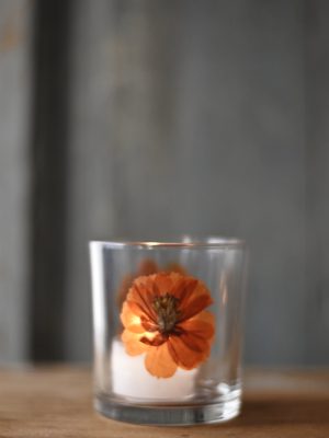 Lysglass botanikk 7x8 cm oransje blomst