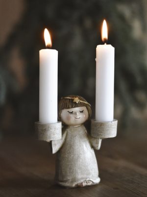Emma engel lysholder 2 lys h 11 cm