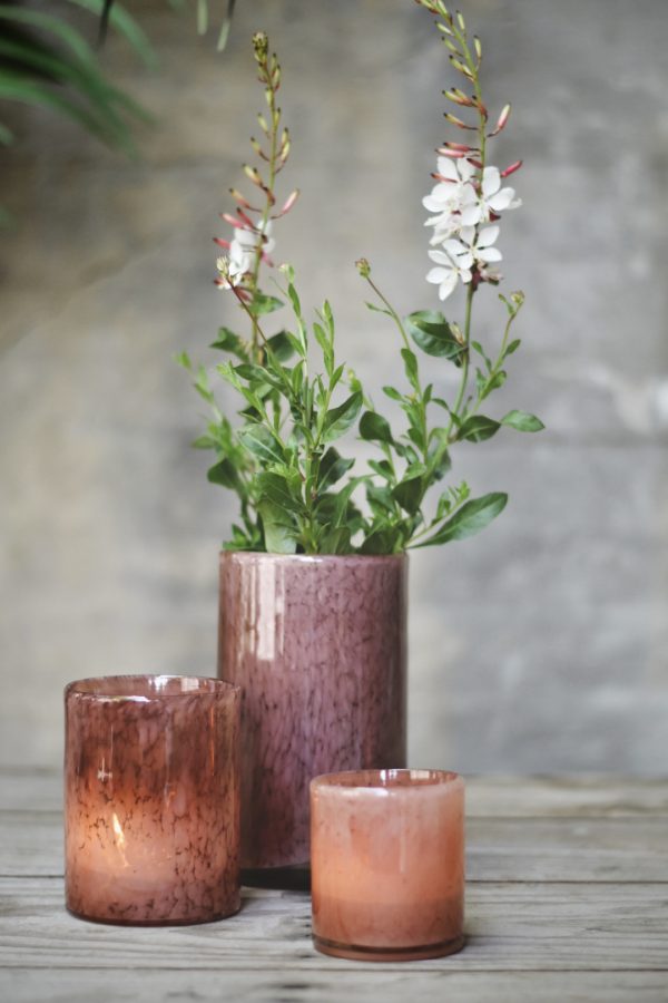 Lysholder munnblåst h 20 cm gammelrosa - Bilde 2