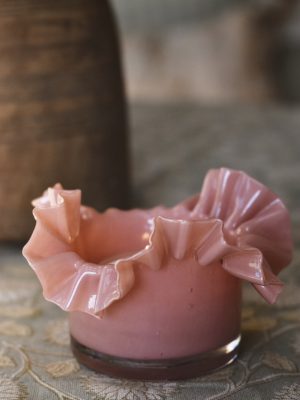 Lysglass bølger 13x8 cm rosa