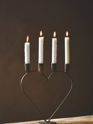 Adventstake hjerte h 31 cm gull