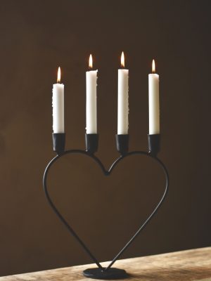 Adventstake hjerte h 31 cm sort