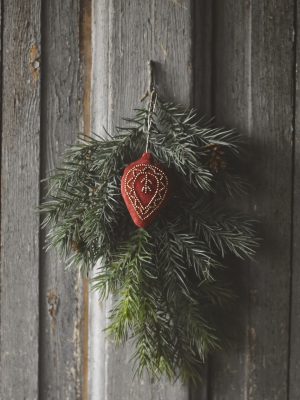 Heng dråpe velur 12x5 cm rød