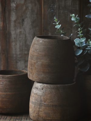 Vintage trepotte ca. d:24 x h:16/22cm (varierende størrelser)