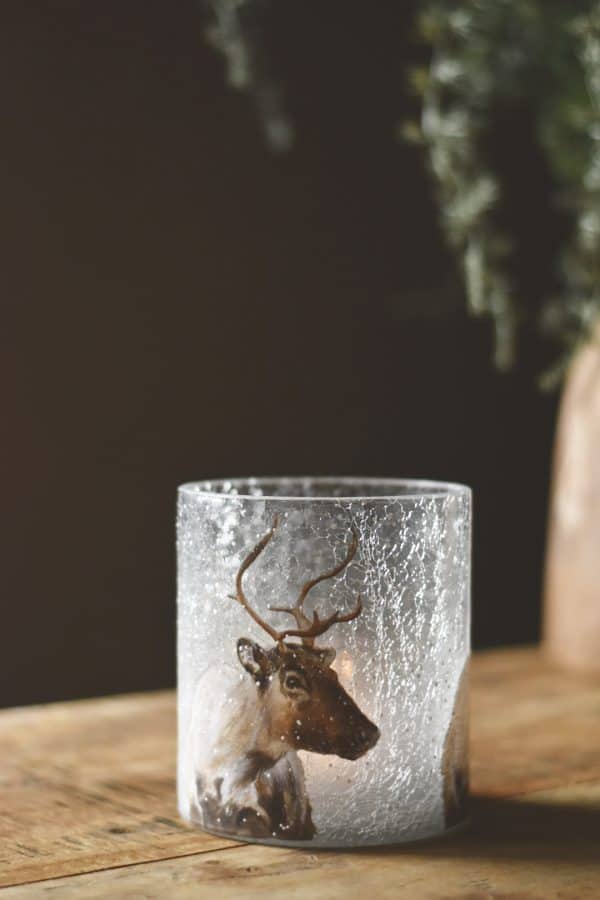 Lysglass krakelert frostet reinsdyr 11,5x13 cm - Bilde 3