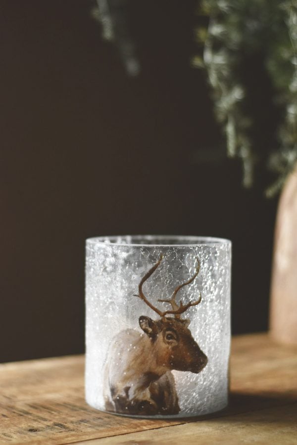 Lysglass krakelert frostet reinsdyr 11,5x13 cm - Bilde 2