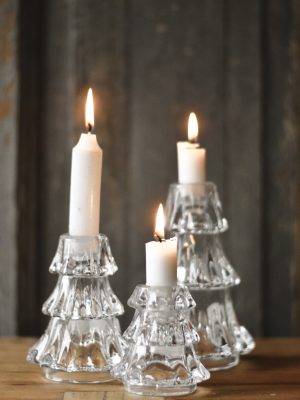 Lysestake glass-tre S 7x8 cm klar