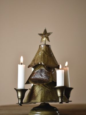 Adventstake juletre metall h 28 cm antikk gull
