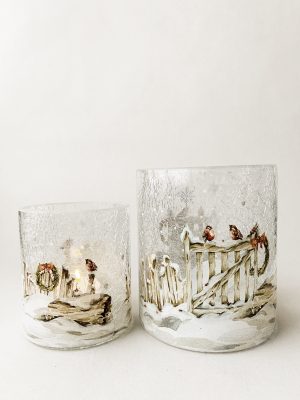 Lysglass krakelert port m dompapper 11,5x13 cm