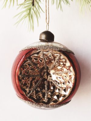 Julekule rød nostalgi 8 cm