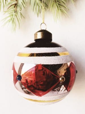 Julekule harlequin 8 cm