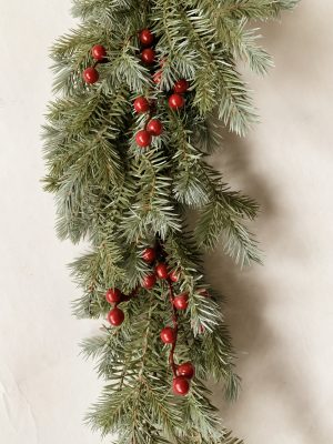 Gran deko m røde bær 120 cm